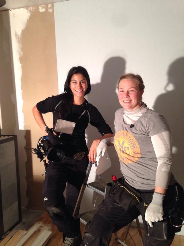 Me and Nadja Levin building her house and shooting my documentary in Nautijaur.