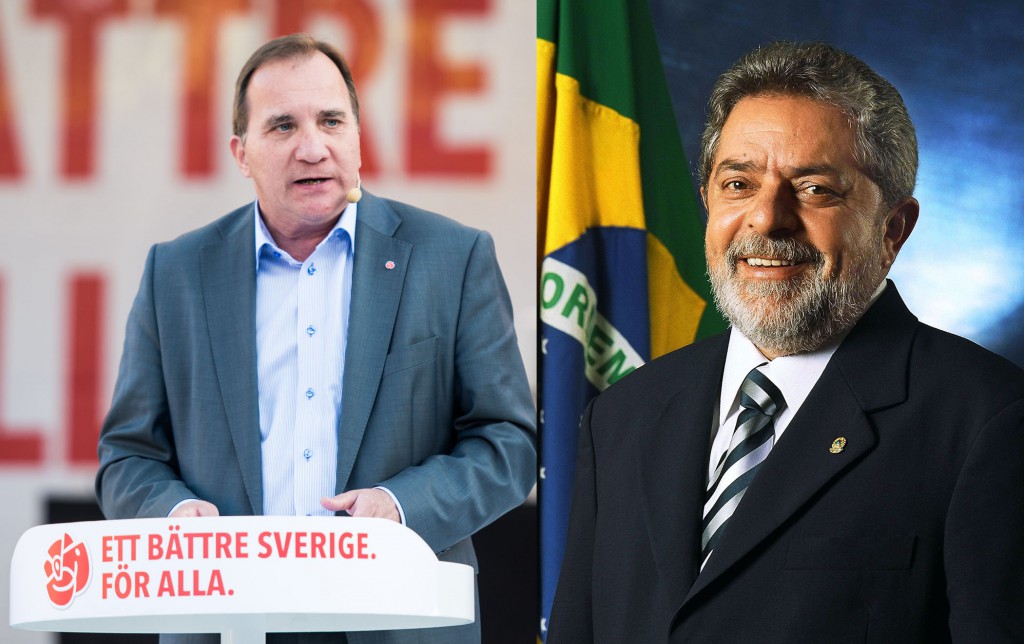 Swedish Prime Minister Stefan Löfven and Brazil's ex-President Luiz Inácio Lula da Silva. Photos by Mattias Vespä and Ricardo Stuckert.